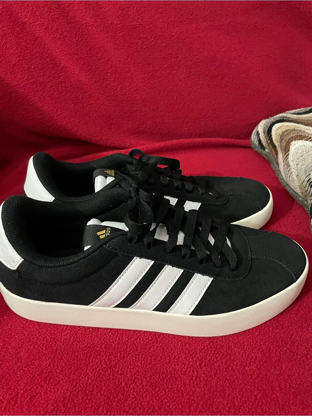 adidas Women's VL Court 3.0 Black White Suede Sneakers - Size US 8.5